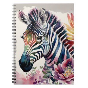 Zebra Notitieboek Bloemen Waterverf Kunst