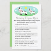 Zebra Nursery Rhyme Quiz baby shower game (Voorkant / Achterkant)