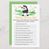 Zebra Nursery Rhyme Quiz baby shower game (Voorkant / Achterkant)