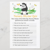 Zebra Nursery Rhyme Quiz baby shower game (Voorkant)