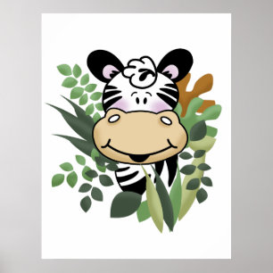 Zebra Oerwoud afdrukken Poster