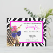 Zebra oerwoud Dier mode Glamour baby shower Kaart (Staand voorkant)