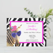 Zebra oerwoud Dier mode Glamour Happy Birthday Kaart (Staand voorkant)