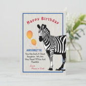Zebra Oerwoud Dierenballonnen Happy Birthday Card (Staand voorkant)