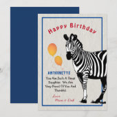 Zebra Oerwoud Dierenballonnen Happy Birthday Card (Voorkant / Achterkant)