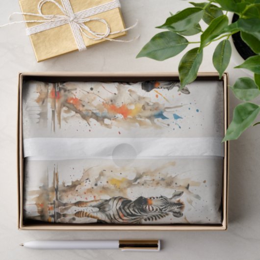 Zebra Oerwoud Gang in waterverf splash - Tissuepapier (Geschenk)