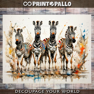 Zebra Oerwoud Gang in waterverf splash - Tissuepapier