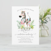 Zebra Oerwoud gender reveal Baby shower Kaart (Staand voorkant)