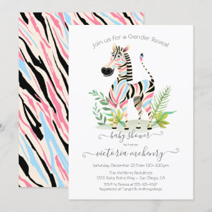Zebra Oerwoud gender reveal Baby shower Kaart