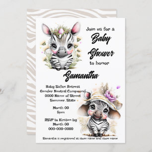 Zebra oerwoud safari baby shower wilde dieren kaart