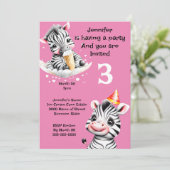 Zebra oerwoud safari party wilde dieren roze kaart (Staand voorkant)