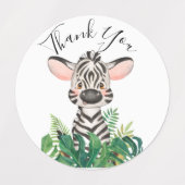 Zebra oerwoud Waterverf Baby shower Labels (Design 2)
