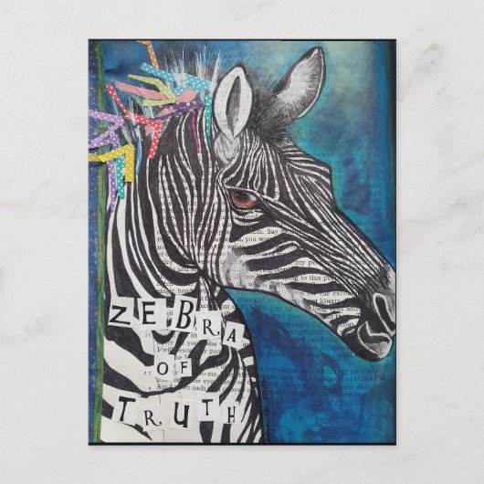 'Zebra of Truth' funky mixed media briefkaart (Voorkant)