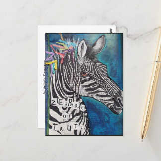 'Zebra of Truth' funky mixed media briefkaart