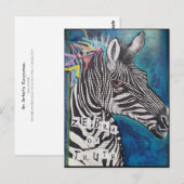 'Zebra of Truth' funky mixed media briefkaart (Voorkant / Achterkant)