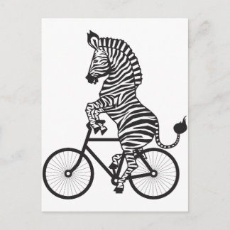 Zebra on Bike Briefkaart