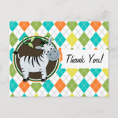 Zebra on Colorful Argyle Pattern Briefkaart (Voorkant)