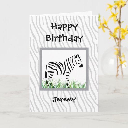 Zebra on white background kaart (Gele Bloem)
