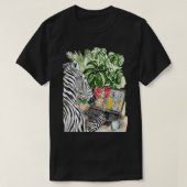 Zebra on zoom call waterverf t-shirt (Design voorkant)