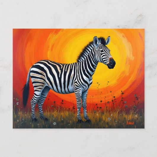 Zebra onder een heldere zon briefkaart (Voorkant)
