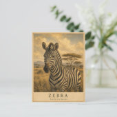 Zebra Oost-Afrikaanse savanne VINTAGE Briefkaart (Staand voorkant)