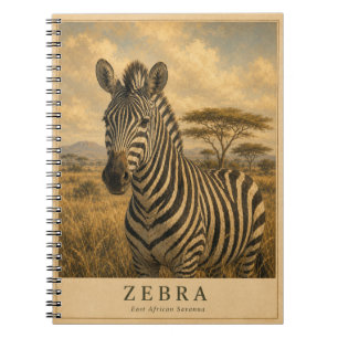 Zebra Oost-Afrikaanse savanne VINTAGE Notitieboek