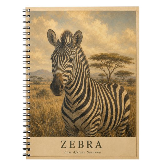 Zebra Oost-Afrikaanse savanne VINTAGE Notitieboek (Voorkant)