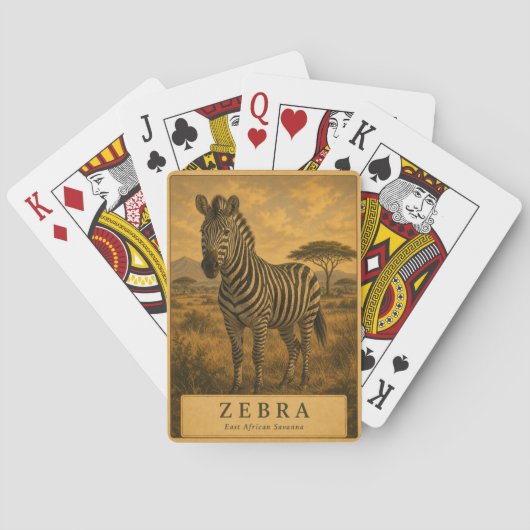Zebra Oost-Afrikaanse savanne VINTAGE Pokerkaarten (Achterkant)