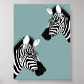 Zebra op blauw Poster (Voorkant)