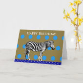 Zebra op een spotty achtergrond, Gelukkige Kaart (Gele Bloem)