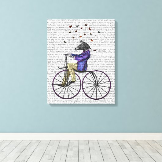 Zebra op fiets canvas afdruk (Insitu (Houten vloer))