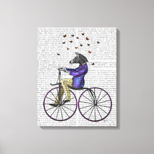Zebra op fiets canvas afdruk
