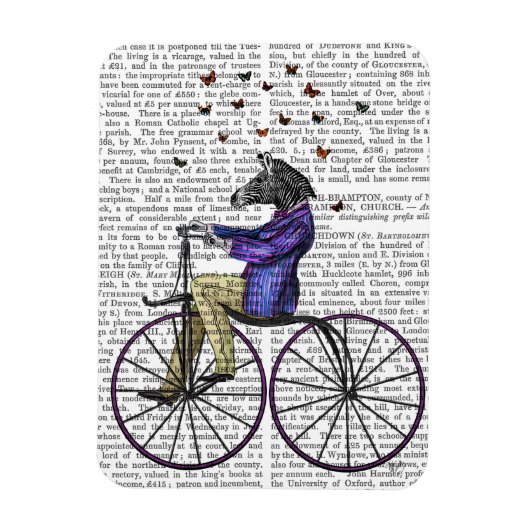 Zebra op fiets magneet (Verticaal)