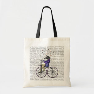 Zebra op fiets tote bag