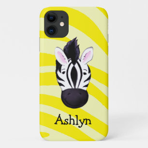 Zebra op gele afdruknaam Case-Mate iPhone case