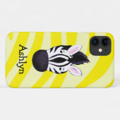 Zebra op gele afdruknaam Case-Mate iPhone case (Achterkant (horizontaal))