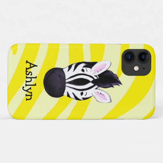 Zebra op gele afdruknaam Case-Mate iPhone case (Achterkant (horizontaal))
