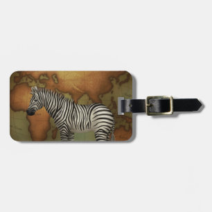 Zebra op het oostelijk halfrond kaart neo-Victoria Bagagelabel