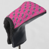 Zebra op hete roze golf headcover (3/4 voorkant)
