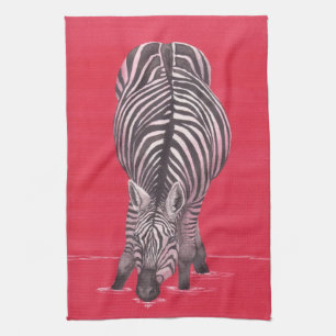 Zebra op Red Kitchen Theedoek