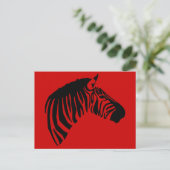 ZEBRA OP RODE BRIEFKAART (Staand voorkant)