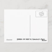 ZEBRA OP RODE BRIEFKAART (Achterkant)