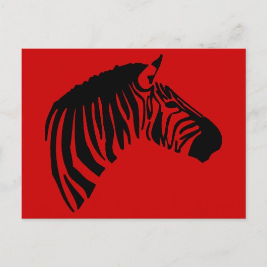 ZEBRA OP RODE BRIEFKAART (Voorkant)