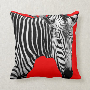 Zebra op rood - Kleur aanpassen Kussen