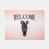 Zebra op roze deurmat (Voorkant)