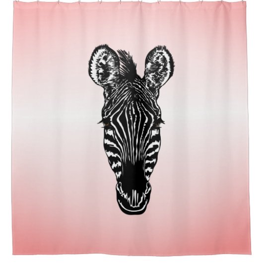 Zebra op roze douchegordijn (Voorkant)