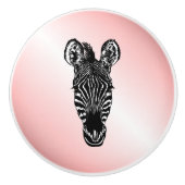 Zebra op roze keramische knop (Voorkant)