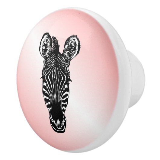 Zebra op roze keramische knop (Rechts)