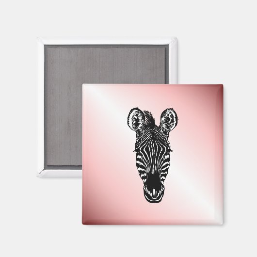 Zebra op roze magneet (Voorkant / Achterkant)