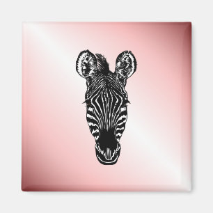 Zebra op roze magneet